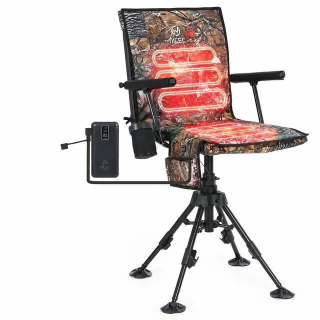 Main image of Heated Swivel Hunting Blind Chair, 360 Silent Swivel Turkey Chair, Adjustable Height Ground Hunting Chair, Portable Strutter Chair for Hunting, Camping, Outdoor