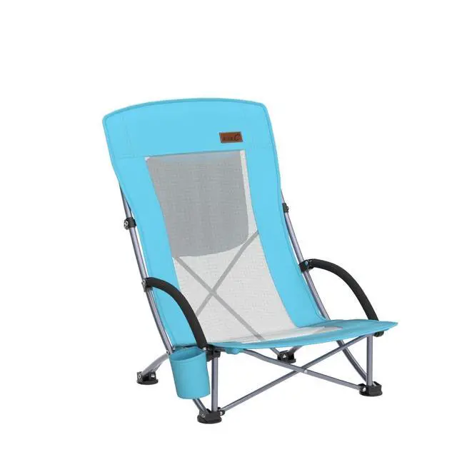 Alt view image 5 of 7 - Beach Chair, Sling Sand River Chairs for Adults, Sillas De Playa, Beach Seat with Cooler High Back, Cup Holder & Carry Bag, Outdoor, Camping, Beach, Travel, Picnic, Festival (One Blue)