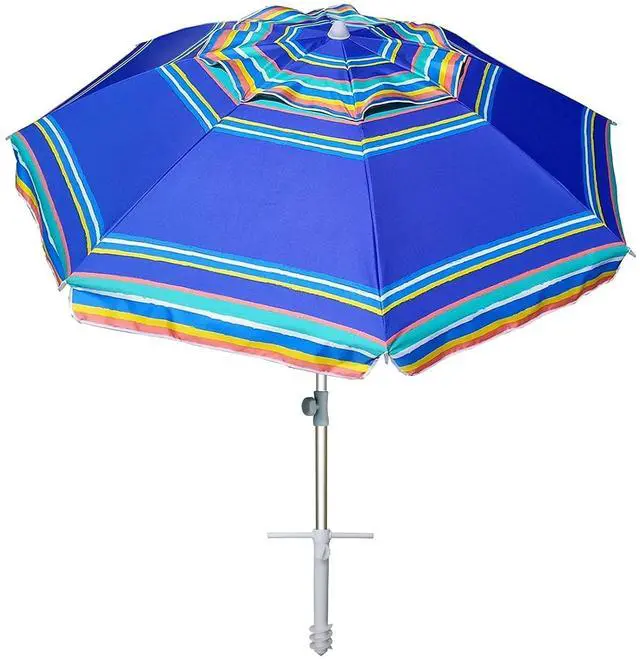Main image of 7ft Heavy Duty High Wind Beach Umbrella Parasols with Sand Anchor Vent Tilt UPF 50+ Sun Protection Portable Outdoor Sunshade Umbrellas Carry Bag for Patio Garden Pool Backyard Blue