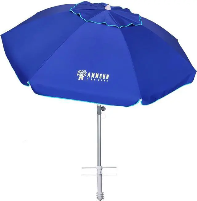 Main image of 7ft Heavy Duty HIGH Wind Beach Umbrella with sand anchor & Tilt pole Sun Shelter, UV 50+ Protection Outdoor Sunshade Umbrella with Carry Bag for Patio Garden Beach Pool Backyard Blue