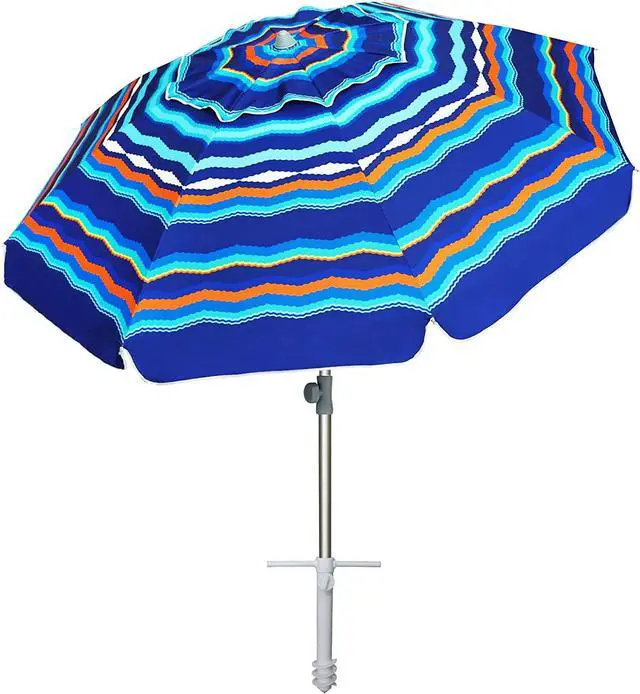 Main image of 7ft Heavy Duty High Wind Beach Umbrella Parasols with Sand Anchor Vent Tilt UV 50+ Sun Protection Portable Outdoor Sunshade Umbrellas Carry Bag for Patio Garden Pool Backyard Blue