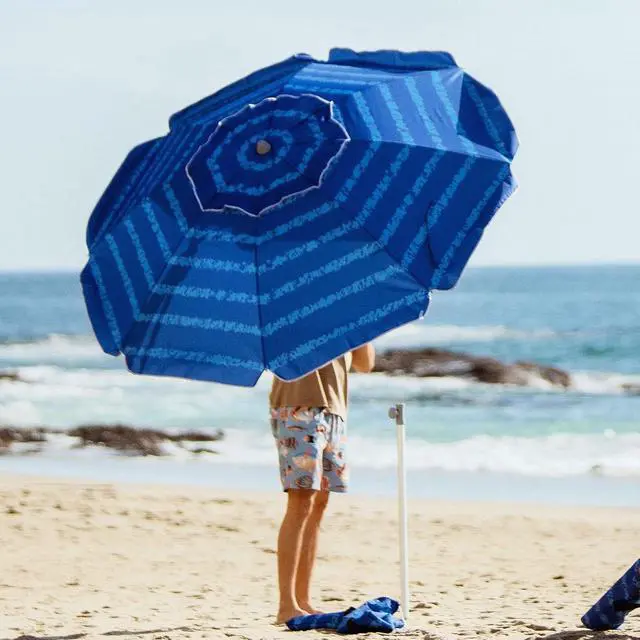 Alt view image 7 of 7 - 7 Foot Heavy Duty HIGH Wind Beach Umbrella with sand anchor Vent Tilt Portable Sun Shelter, UV 50+ Sun Protection Outdoor Sunshade Umbrellas Carry Bag for Patio Garden Pool Backyard Multicolor
