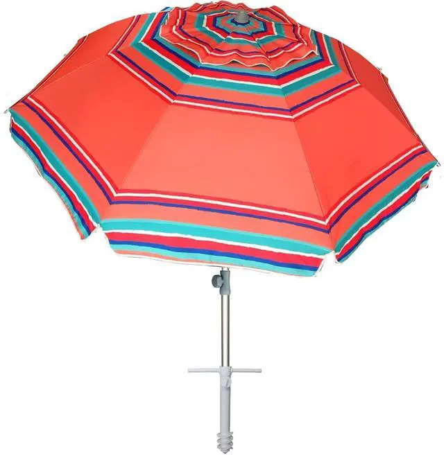 Main image of 7ft Heavy Duty HIGH Wind Beach Umbrella with sand anchor Vent Tilt Sun Shelter, UV 50+ Protection Portable Outdoor Sunshade Umbrellas Carry Bag for Patio Garden Pool Backyard Rust Red
