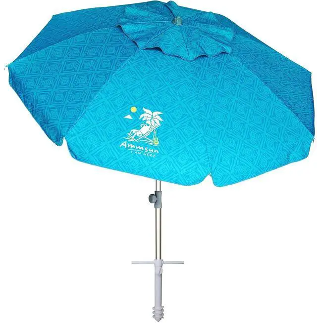 Main image of 7ft Heavy Duty High Wind Beach Umbrella with Sand Anchor & Tilt Sun Shelter UPF 50+ Protection Outdoor Sunshade Umbrellas Carry Bag for Patio Garden Pool Backyard Teal