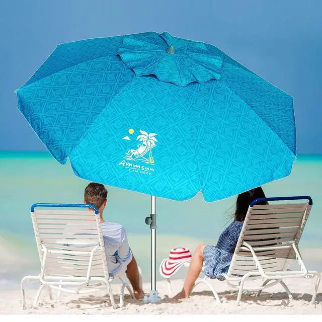 Alt view image 5 of 7 - 7ft Heavy Duty High Wind Beach Umbrella with Sand Anchor & Tilt Sun Shelter UPF 50+ Protection Outdoor Sunshade Umbrellas Carry Bag for Patio Garden Pool Backyard Teal