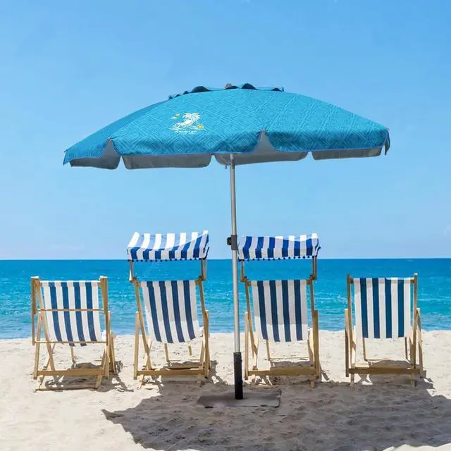 Alt view image 4 of 7 - 7ft Heavy Duty High Wind Beach Umbrella with Sand Anchor & Tilt Sun Shelter UPF 50+ Protection Outdoor Sunshade Umbrellas Carry Bag for Patio Garden Pool Backyard Teal