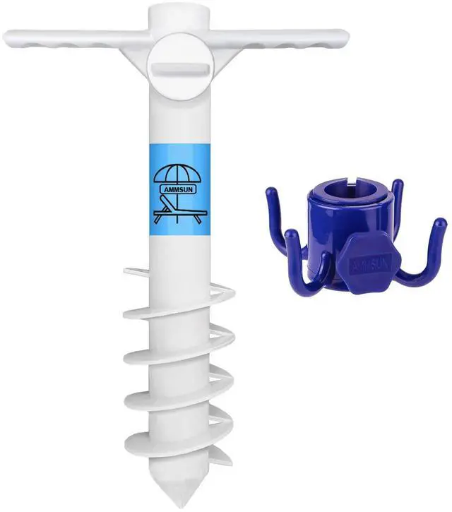Main image of Beach Umbrella sand Anchor Stand Holder Heavy Duty and umbrellas hanging hook, Universal One Size Fits Most Beach Umbrella| Safe Stand for Strong Winds Portable Beach Accessories