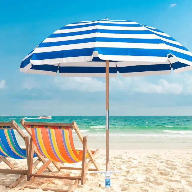 Alt view image 7 of 7 - Beach Umbrella Sand Anchor Heavy Duty, Outdoor Umbrellas Base with 5 Spiral Screw, Universal & One Size Fits Most Beach Umbrella, Safe Umbrella Holder Stand Ideal for Strong Winds White
