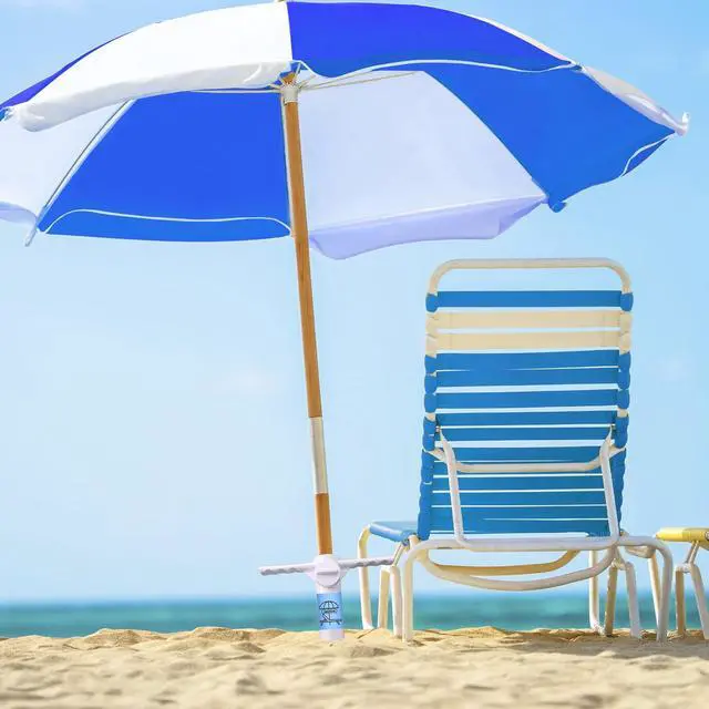 Alt view image 6 of 7 - Beach Umbrella Sand Anchor Heavy Duty, Outdoor Umbrellas Base with 5 Spiral Screw, Universal & One Size Fits Most Beach Umbrella, Safe Umbrella Holder Stand Ideal for Strong Winds White