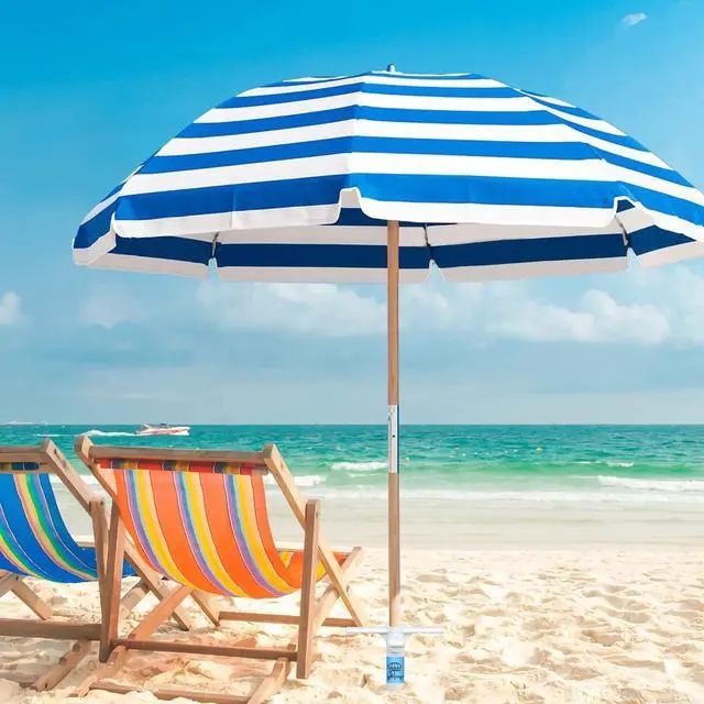 Alt view image 6 of 6 - Beach Umbrella Sand Anchor Heavy Duty Outdoor Umbrellas Base with 5 Spiral Screw Universal One Size Fits Most Beach Umbrella Safe Umbrella Holder Stand Ideal for Strong Winds White (2, White)