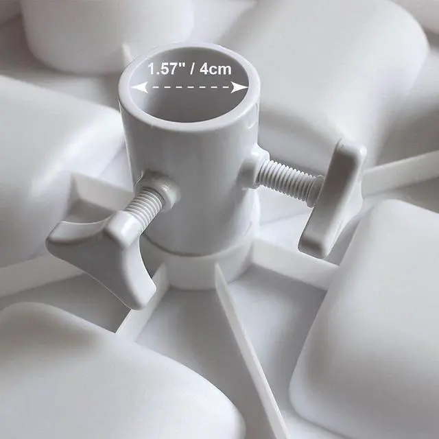 Alt view image 3 of 7 - 13" Beach Umbrella Table Tray for Beach, Patio, Garden, Swimming Pool with Cup Holders, Snack Compartments White