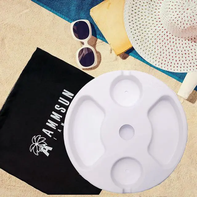 Alt view image 7 of 7 - 13" Beach Umbrella Table Tray for Beach, Patio, Garden, Swimming Pool with Cup Holders, Snack Compartments White