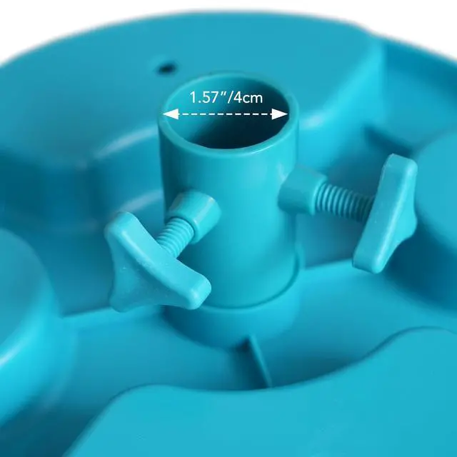 Alt view image 5 of 6 - 13" Beach Umbrella Table Tray for Beach, Patio, Garden, Swimming Pool with Cup Holders, Snack Compartments Teal