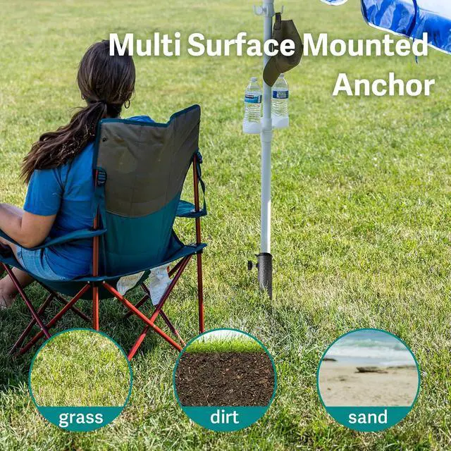 Alt view image 5 of 6 - Adjustable Portable Umbrella Base, Upgraded Heavy Duty Metal Holder-Stand-Sand Grass Auger,for Flag, Umbrella, Fishing Rod, Outdoor Park Patio Beach Ground Ideal for Use in Soil, Grass