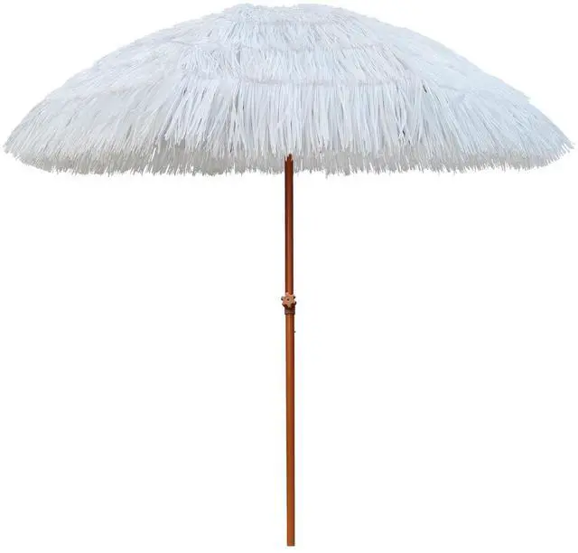 Main image of 7.5ft Hula Thatched Tiki Patio Beach Umbrella Hawaiian Style 10 Ribs UPF 50+ with Tilt Carry Bag for Outdoor Tiki Bar, Tropical Palapa, Patio Garden Beach Pool Backyard White