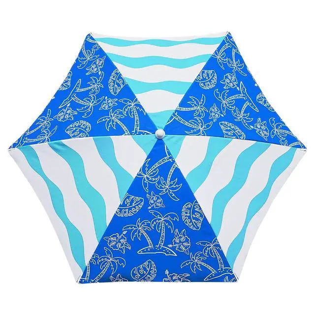 Alt view image 2 of 6 - 5ft Seaside Umbrella for Sand and Water Table - Kids Durable Umbrellas for children Beach Camping Garden Outdoor Play Shade Blue Coconut Tree