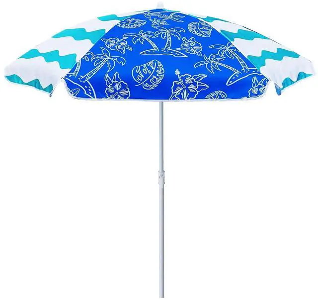 Main image of 5ft Seaside Umbrella for Sand and Water Table - Kids Durable Umbrellas for children Beach Camping Garden Outdoor Play Shade Blue Coconut Tree