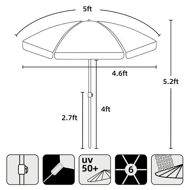 Alt view image 6 of 6 - 5ft Seaside Umbrella for Sand and Water Table - Kids Durable Umbrellas for children Beach Camping Garden Outdoor Play Shade Blue Coconut Tree