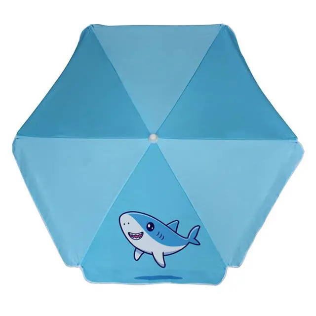 Alt view image 2 of 7 - 5ft Seaside Umbrella for Sand Box Water Table - Kids Durable Umbrellas for children Picnic Beach Camping Garden Outdoor Play Shade (5ft Light Blue Shark)