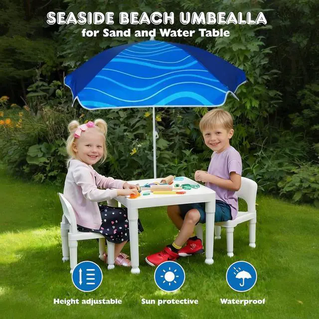 Alt view image 3 of 7 - 5ft Seaside Umbrella for Sand Box and Water Table - Kids Durable Umbrellas for children Beach Camping Garden Outdoor Play Shade (5ft Navy Blue)