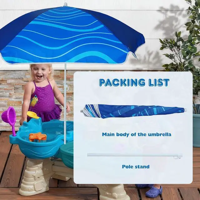 Alt view image 7 of 7 - 5ft Seaside Umbrella for Sand Box and Water Table - Kids Durable Umbrellas for children Beach Camping Garden Outdoor Play Shade (5ft Navy Blue)