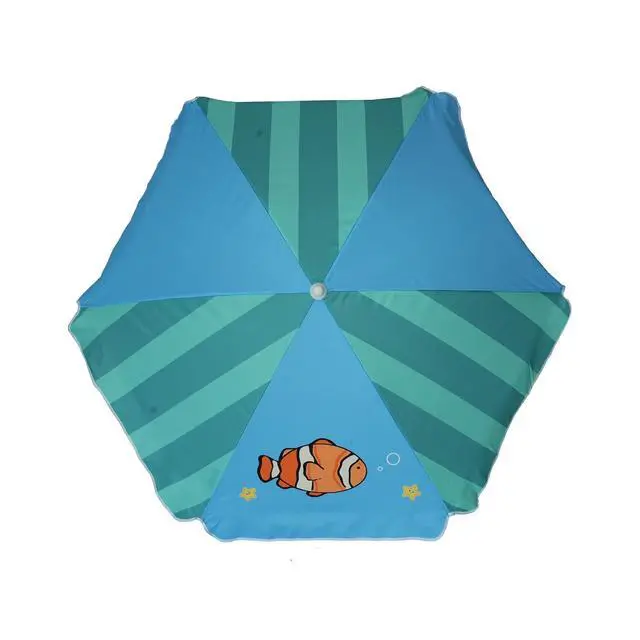 Alt view image 2 of 7 - 5ft Seaside Umbrella for Sand Box Water Table - Kids Durable Umbrellas for children Picnic Beach Camping Garden Outdoor Play Shade Green Clownfish