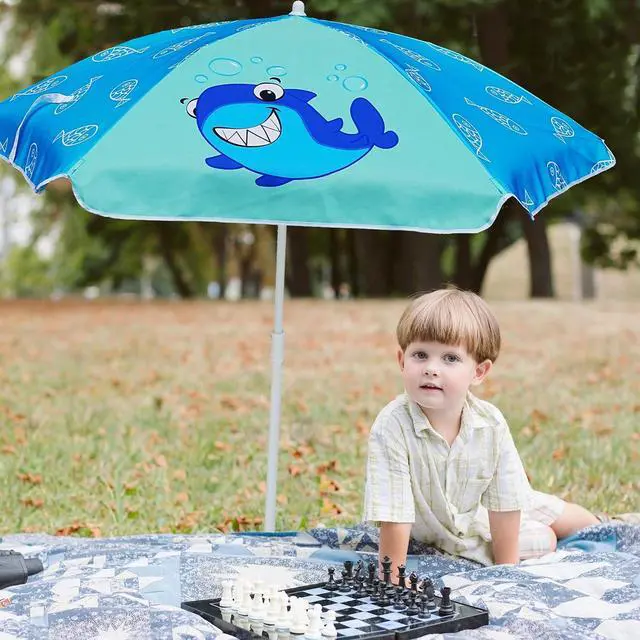 Alt view image 4 of 6 - 5ft Seaside Beach Umbrella for Sand and Water Table - Kids Durable Umbrellas for children Beach Camping Garden Outdoor Play Shade