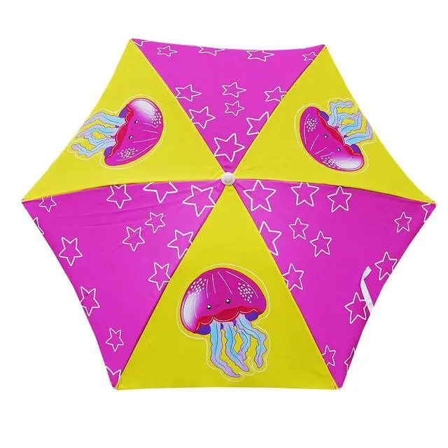 Alt view image 2 of 6 - 5ft Seaside Umbrella for Sand Box Water Table Picnic Table - Kids Durable Umbrellas for children Beach Camping Garden Outdoor Play Shade Pink Yellow Jellyfish