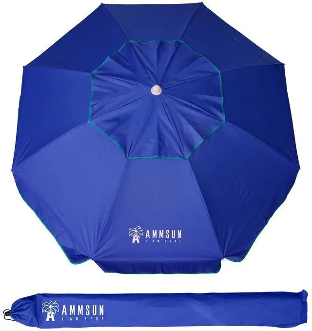 Main image of 6.5 ft Heavy Duty Beach Umbrella for Sand with tilt Air Vent Sun Shelter, UV 50+ Protection Outdoor Sunshade Umbrellas and Parasols with Carry Bag for Patio Garden Beach Pool Backyard Navy