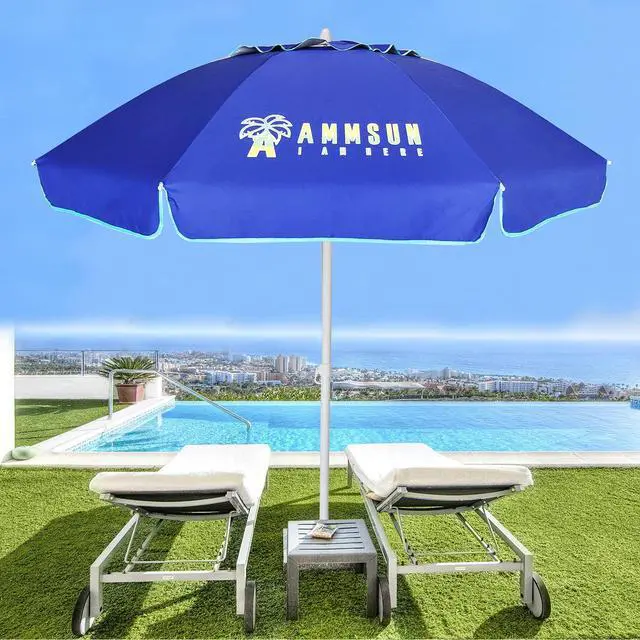 Alt view image 7 of 7 - 6.5 ft Heavy Duty Beach Umbrella for Sand with tilt Air Vent Sun Shelter, UV 50+ Protection Outdoor Sunshade Umbrellas and Parasols with Carry Bag for Patio Garden Beach Pool Backyard Navy