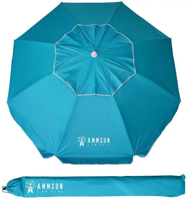 Main image of 6.5 Foot Heavy Duty Beach Umbrella for Sand with tilt Air Vent Sun Shelter, UV 50+ Protection Outdoor Sunshade Umbrella with Carry Bag for Patio Garden Beach Pool Backyard Sky Blue