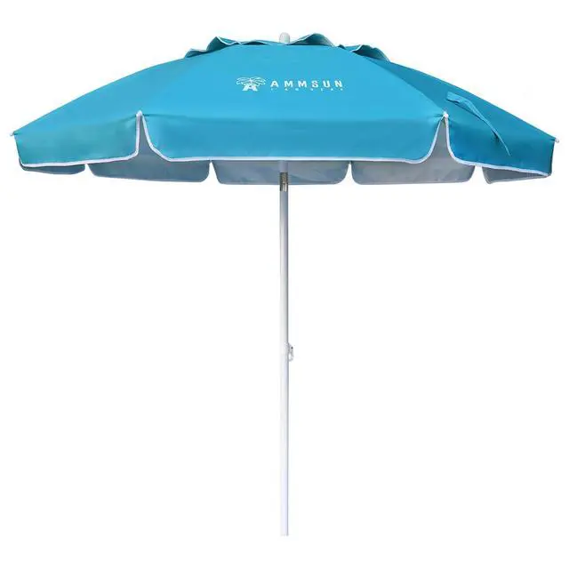 Alt view image 7 of 7 - 6.5 Foot Heavy Duty Beach Umbrella for Sand with tilt Air Vent Sun Shelter, UV 50+ Protection Outdoor Sunshade Umbrella with Carry Bag for Patio Garden Beach Pool Backyard Sky Blue