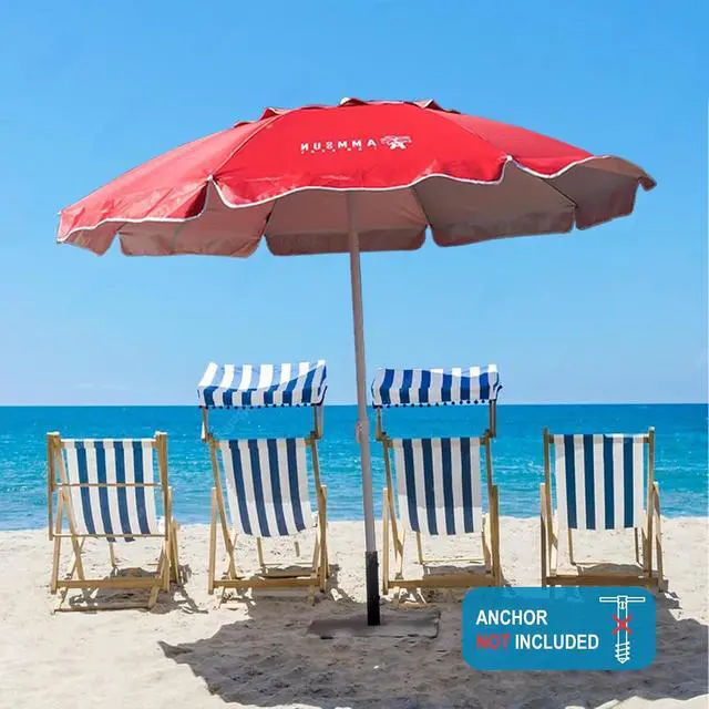 Alt view image 4 of 6 - 6.5ft Portable Patio Beach Umbrella for Sand with tilt Air Vent Sun Shelter, UV 50+ Protection Outdoor Sunshade Umbrella with Carry Bag for Patio Garden Beach Pool Backyard Burgundy Red