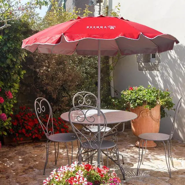 Alt view image 6 of 6 - 6.5ft Portable Patio Beach Umbrella for Sand with tilt Air Vent Sun Shelter, UV 50+ Protection Outdoor Sunshade Umbrella with Carry Bag for Patio Garden Beach Pool Backyard Burgundy Red