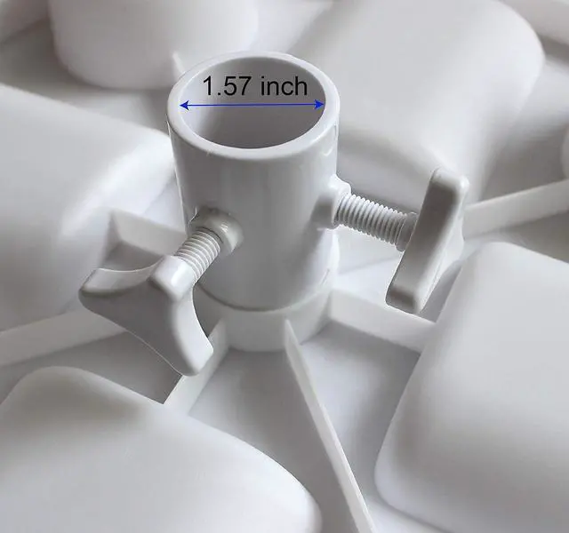 Alt view image 3 of 6 - 17" Beach Umbrella Table Tray with 4 Cup Holders, 4 Snack Compartments for Beach, Patio, Garden, Swimming Pool 17 Inch, White