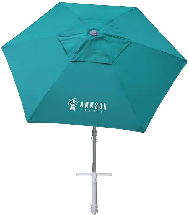 Main image of 8ft Large Beach Umbrellas for Sand Heavy Huty Wind Portable Commercial Grade Patio Beach Umbrella with Sand Anchor Adjustable Height Air Vent UPF 50+ Telescoping Pole without tilt Teal