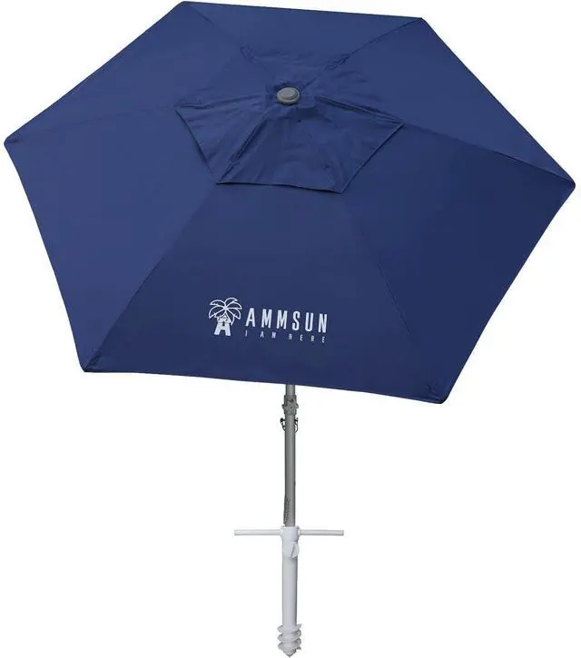 Main image of 8ft Large Beach Umbrellas for Sand Heavy Huty Wind Portable Commercial Grade Patio Beach Umbrella with Sand Anchor Hanging Hook Weight Sandbag Adjustable Height Air Vent UPF 50+ Telescoping Pole