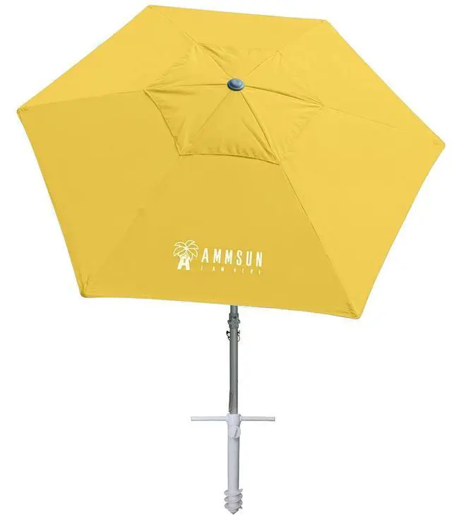Main image of 8ft Heavy Duty High Wind Commercial Grade Patio Beach Umbrella with Separate Sand Anchor Air Vent Carry Bag Fiberglass Ribs without Tilt Outdoor umbrellas for sands Yellow
