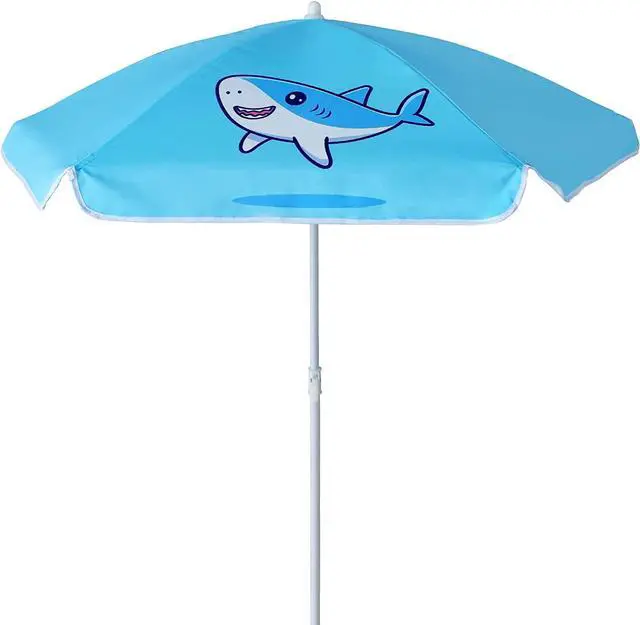 Main image of 47 Inch Seaside Beach Umbrella for Sand Box Water Table Kids Durable Umbrellas for children Picnic Beach Camping Garden Outdoor Play Shade (47inch Blue/Shark)