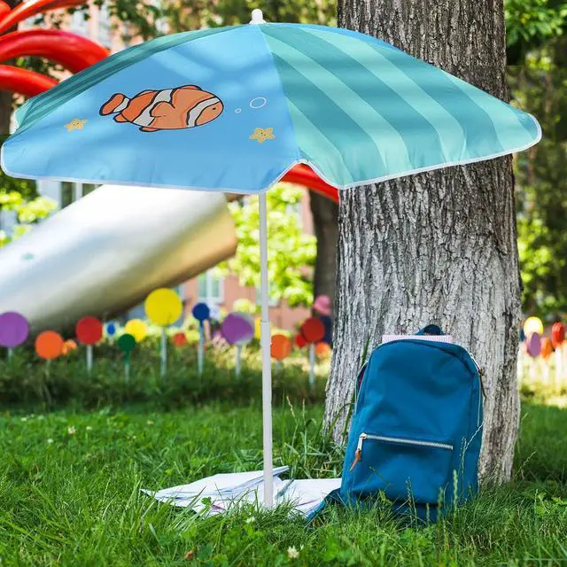 Alt view image 7 of 7 - 47 Inch Water Table Umbrella,Kids Beach Umbrella & Picnic Table Shade,Ideal for Sand Play,Camping,Beach Trips,and Garden Lightweight Durable