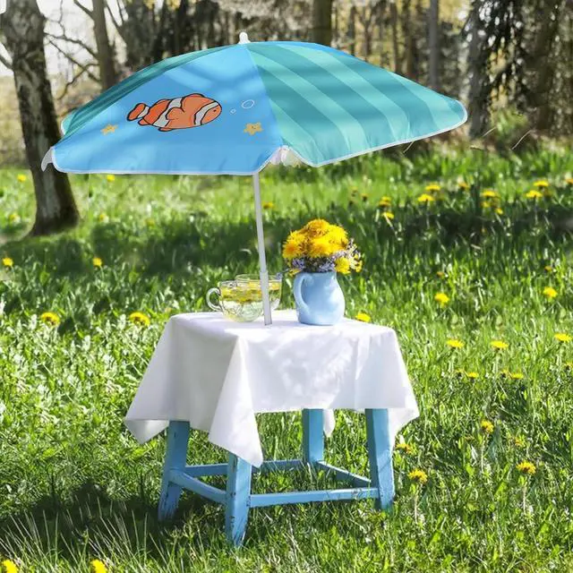 Alt view image 4 of 7 - 47 Inch Water Table Umbrella,Kids Beach Umbrella & Picnic Table Shade,Ideal for Sand Play,Camping,Beach Trips,and Garden Lightweight Durable