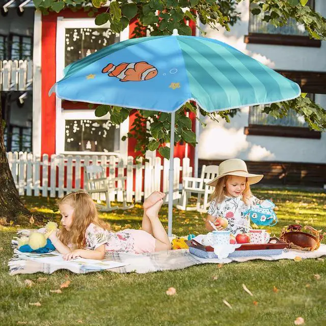 Alt view image 6 of 7 - 47 Inch Water Table Umbrella,Kids Beach Umbrella & Picnic Table Shade,Ideal for Sand Play,Camping,Beach Trips,and Garden Lightweight Durable