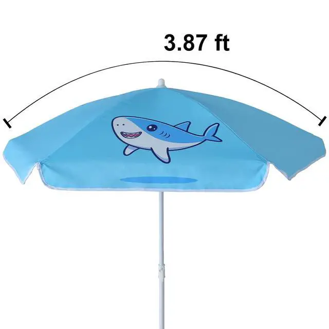 Alt view image 4 of 7 - 47 Inch Seaside Beach Umbrella for Sand Box Water Table Kids Durable Umbrellas for children Picnic Beach Camping Garden Outdoor Play Shade (47inch Blue/Shark)