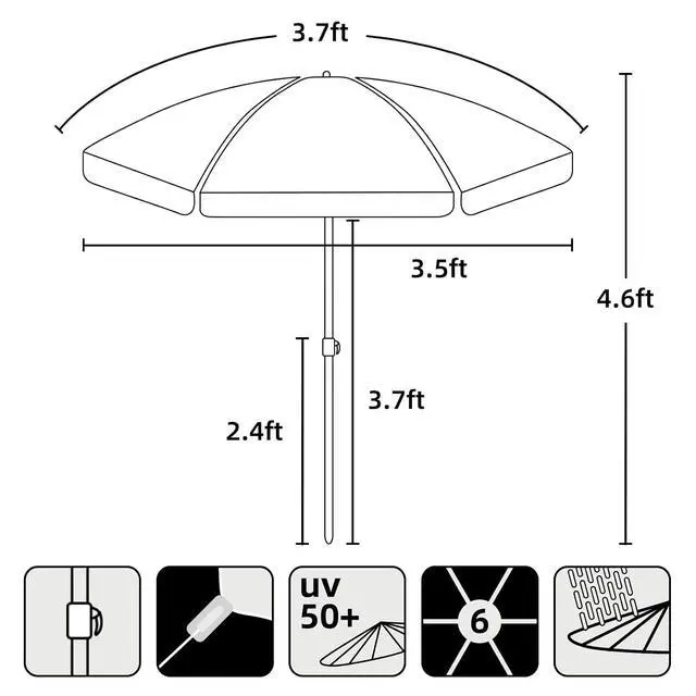 Alt view image 5 of 7 - 47 Inch Water Table Umbrella,Kids Beach Umbrella & Picnic Table Shade,Ideal for Sand Play,Camping,Beach Trips,and Garden Lightweight Durable