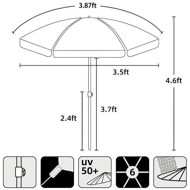 Alt view image 4 of 7 - 47 Inch Seaside Beach Umbrella for Sand Box Water Table Kids Durable Umbrellas for children Picnic Beach Camping Garden Outdoor Play Shade Blue Shell