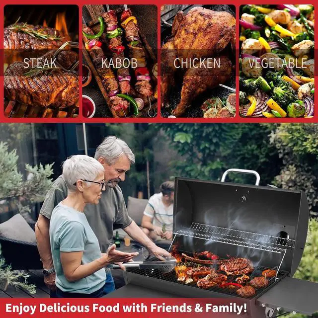 Alt view image 3 of 7 - Barrel Charcoal Grill, Large Charcoal Grills with Side Shelf, Outdoor BBQ Grill,Perfect for Backyard Camping, Patio Parties and Picnics