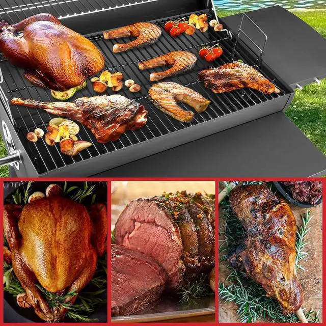 Alt view image 3 of 7 - Barrel Charcoal Grill, Large Charcoal Grills with Front and Side Shelf, 627 Square Inches Cooking Grid, Outdoor BBQ Grill, Perfect for Backyard Camping, Patio Parties, and Picnics