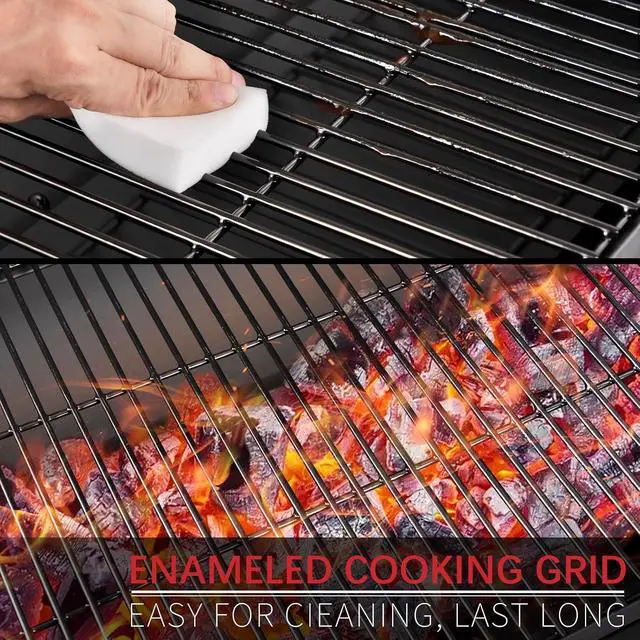 Alt view image 7 of 7 - Barrel Charcoal Grill, Large Charcoal Grills with Side Shelf, Outdoor BBQ Grill,Perfect for Backyard Camping, Patio Parties and Picnics