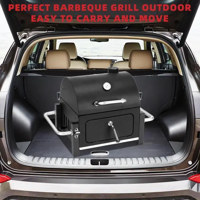 Alt view image 7 of 7 - Portable Charcoal Grill with 314 Square Inch Cooking Area,Compact Tabletop Charcoal Grill with Warming Rack,Small BBQ Grill with Charcoal Tray for Outdoor Camping, Picnic