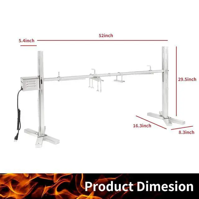Alt view image 4 of 6 - Electric Rotisserie Grill Kit, 90LBS Pig Spit Rotisserie, Stainless Steel Tripod Stand, 52' Pig Lamb Hooded Roaster, Charcoal Spit with 15W Motor & Height Adjustable for Camping
